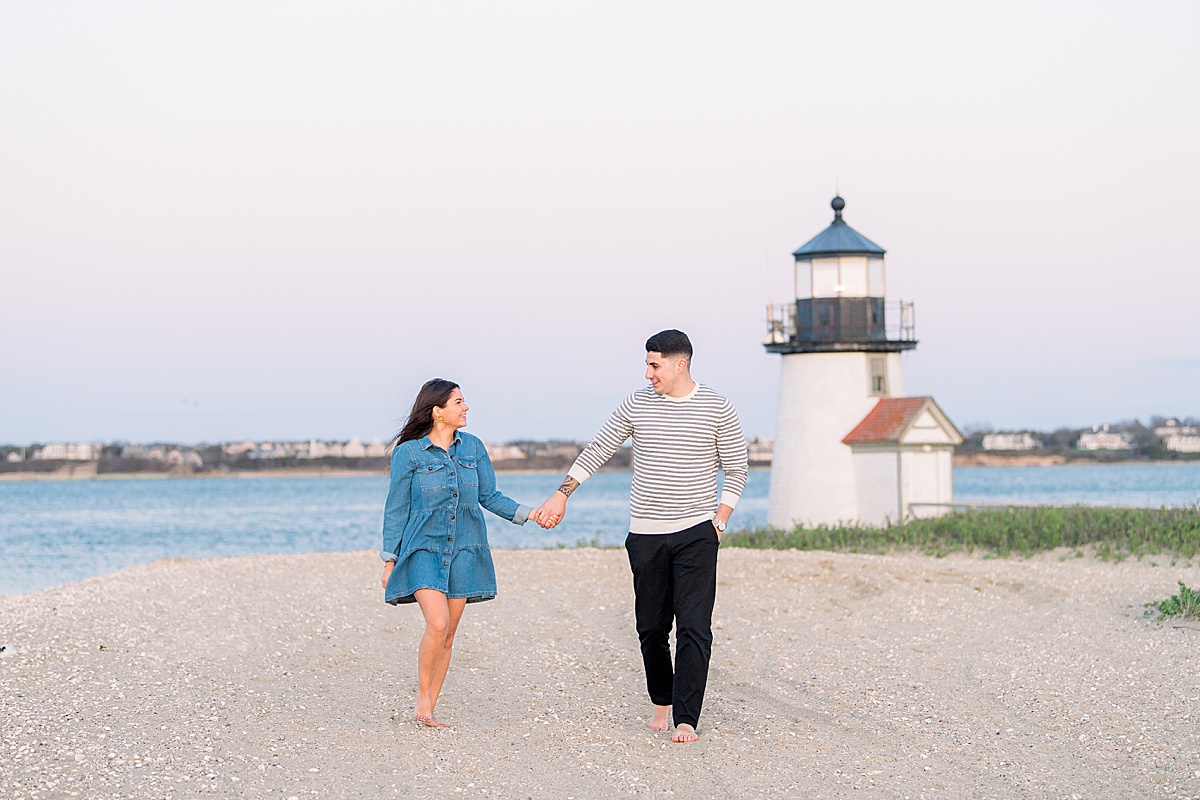 Brant Point Lighthouse Engagement Photos by Nantucket Wedding Photographer Rebecca Love Photography