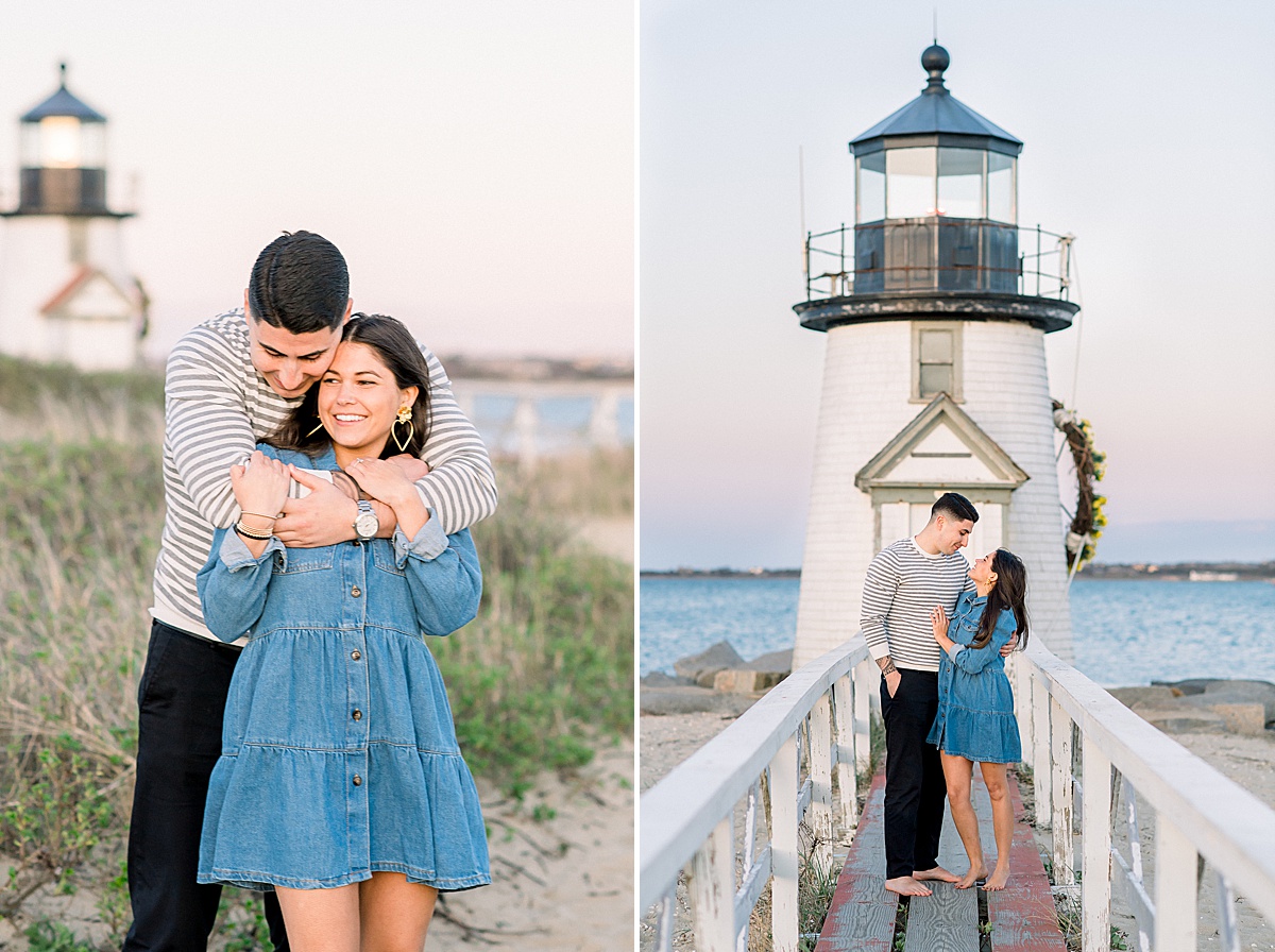 Brant Point Lighthouse Engagement Photos by Nantucket Wedding Photographer Rebecca Love Photography