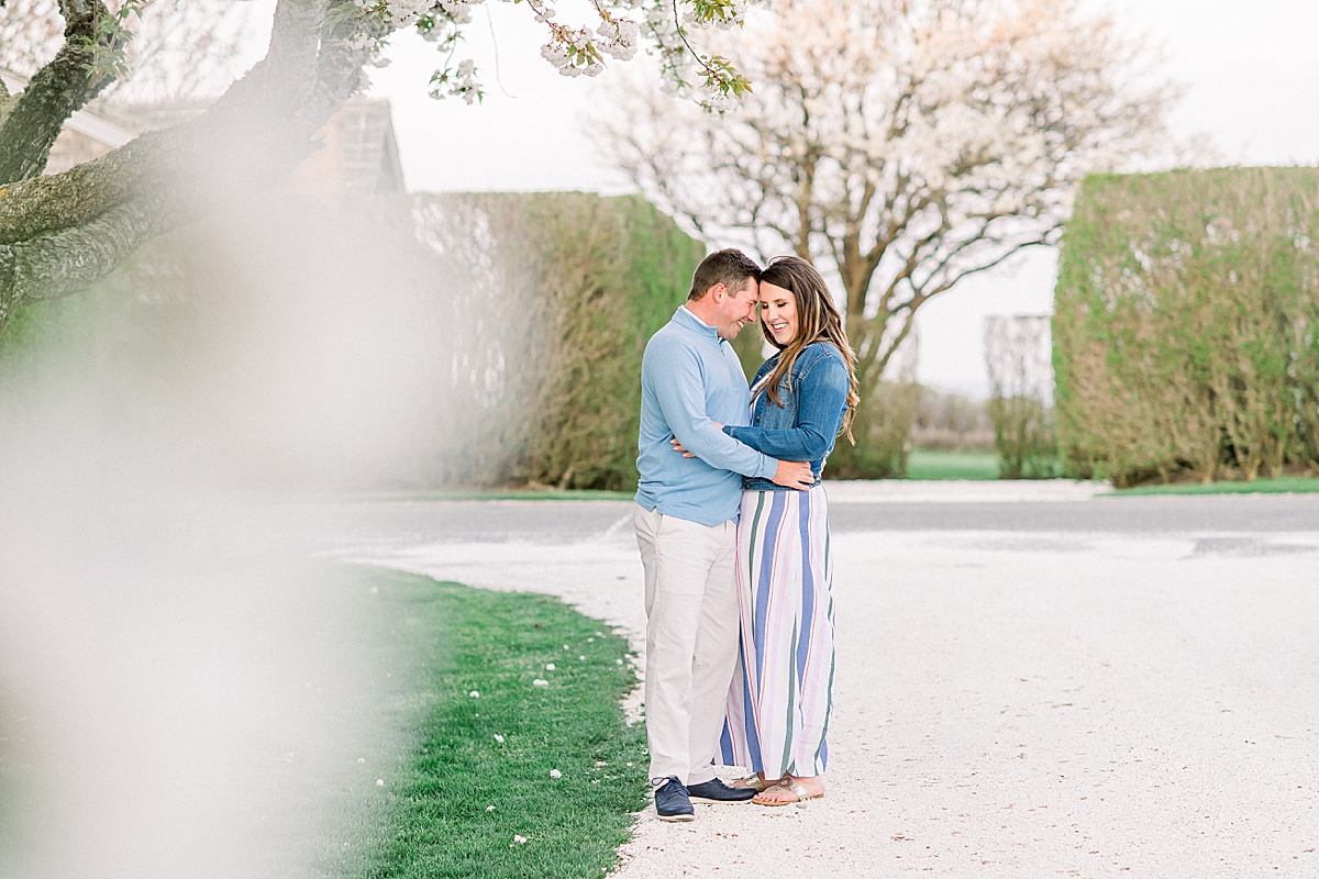 Sconset Nantucket Spring Engagement Photos by the Cherry Blossoms by Rebecca Love Photography