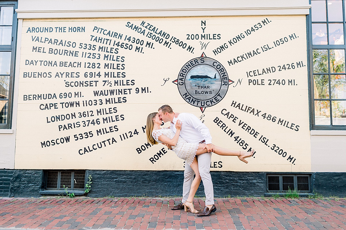 Nantucket Engagement Photos at Brant Point Lighthouse and Downtown with Brian & Emily