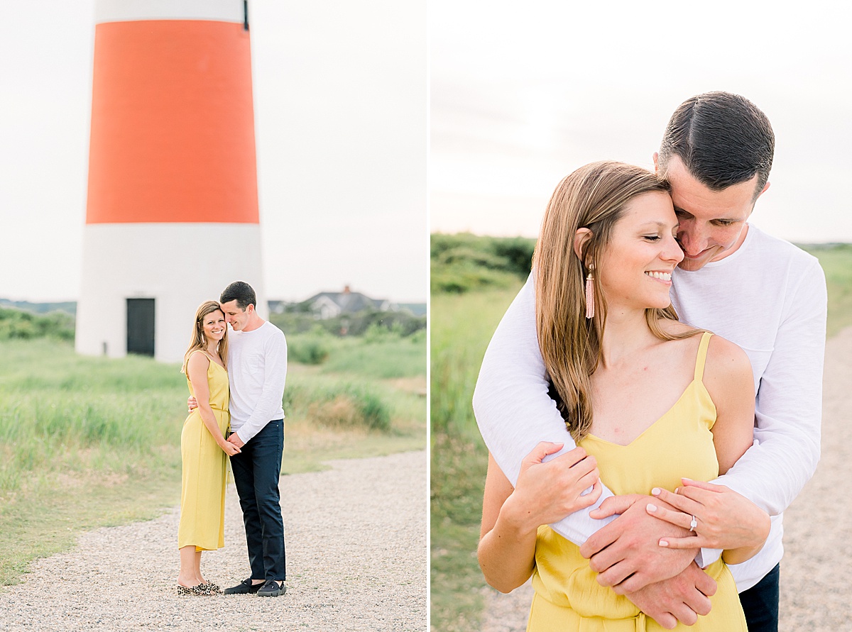 Kaelyn and Andrew's Summer Nantucket Engagement Photos at Sankaty Lighthouse