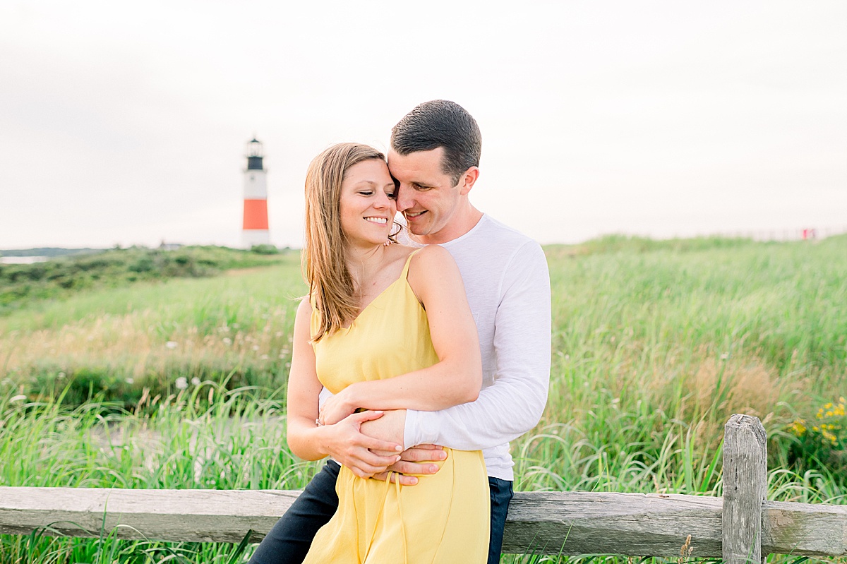 Kaelyn and Andrew's Summer Nantucket Engagement Photos at Sankaty Lighthouse