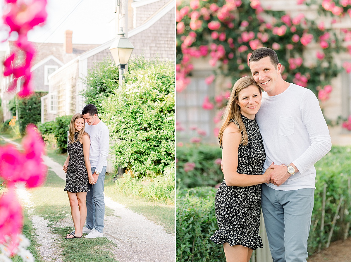 Kaelyn and Andrew's Summer Nantucket Engagement Photos in Sconset with Roses