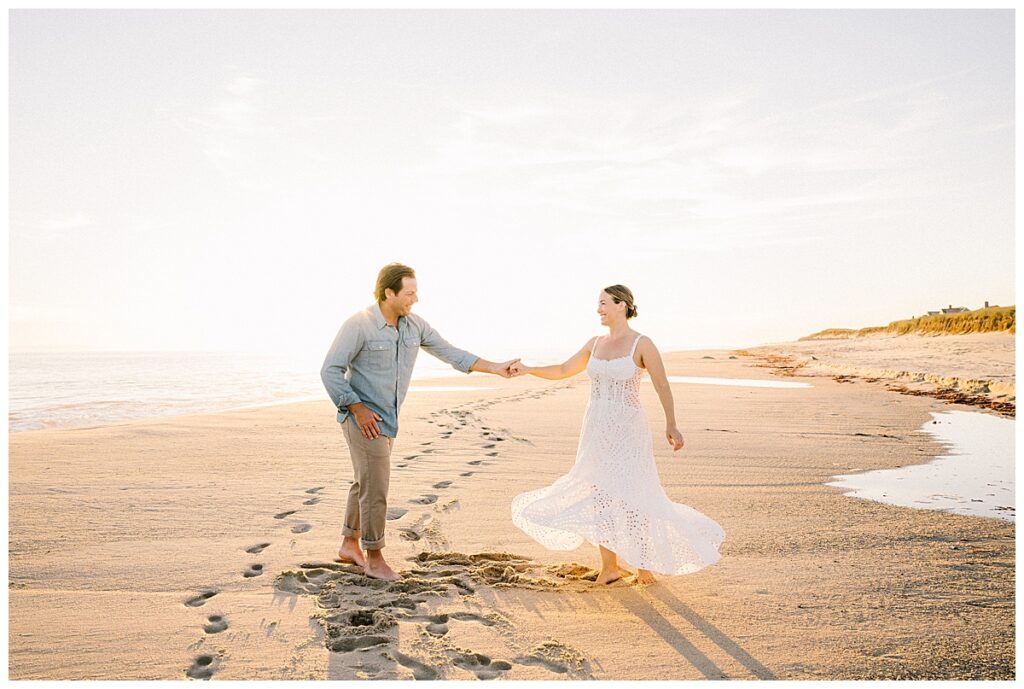 One more twirl for Calista as we finished up their nantucket engagement photos at the beach. 